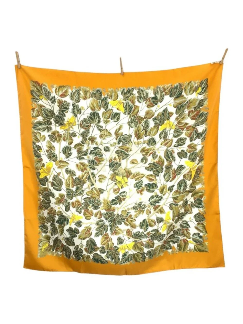 Hermes L'arbre de Soie Carre 90 Orange Silk Scarf - Picture 2 of 9